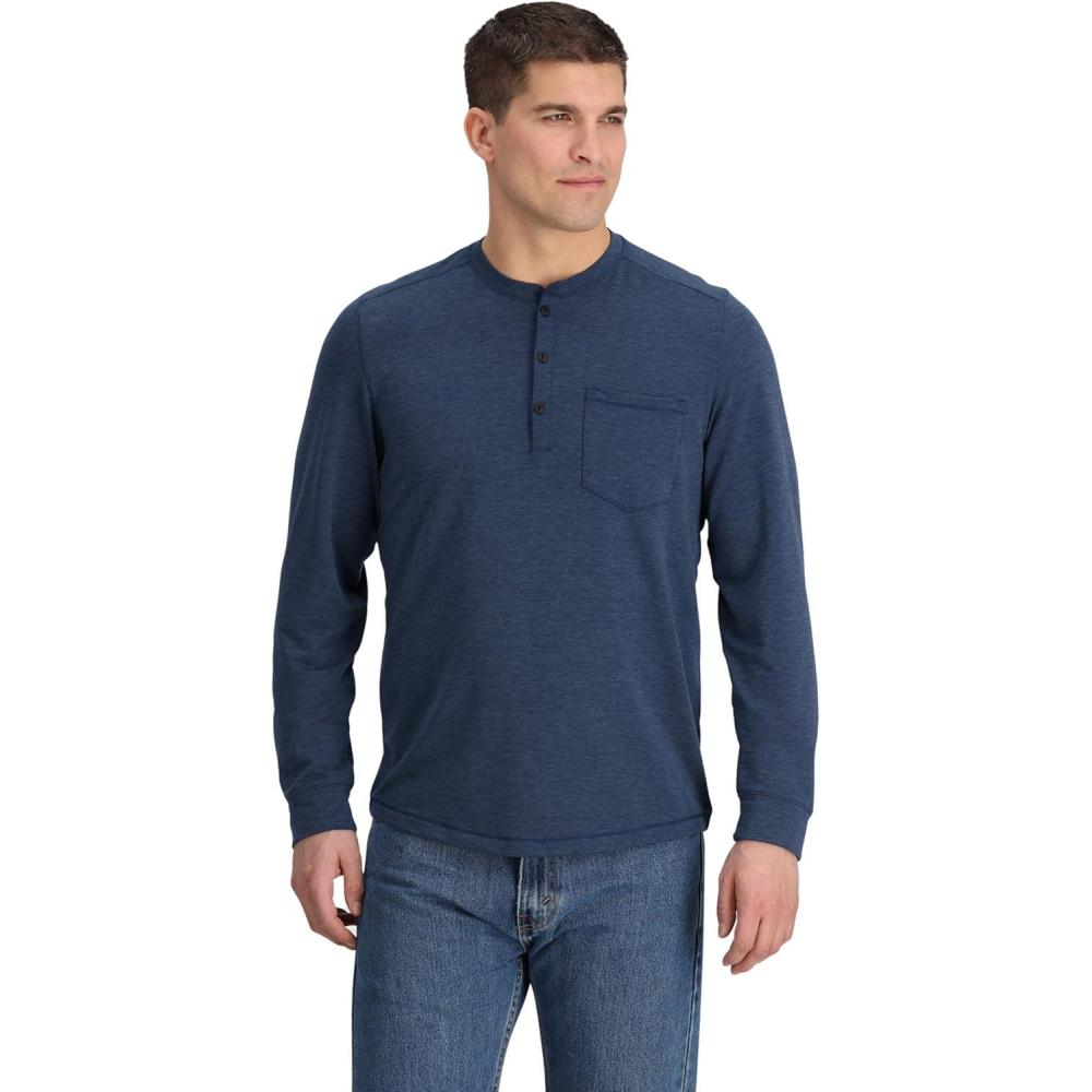 imageOutdoor Research Mens Aberdeen Long Sleeve Henley  Moisture Wicking Athletic Shirt UPF 30 Sun ProtectionCenote Heather