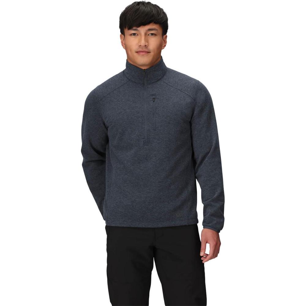 imageOutdoor Research Mens Crescent Fleece Half Zip  Merino Wool Jacket Moisture Wicking Fabric MidweightStorm Heather