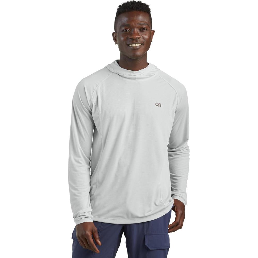 imageOutdoor Research Mens Echo Hoodie  Lightweight UPF 15 Sun Shirt MoistureWicking Odor Control BreathablePebble
