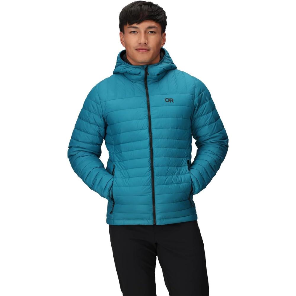 imageOutdoor Research Mens Transcendent Down Hoodie Jacket  Water ampamp Wind Resistant Insulated Lightweight Standard FitAurora