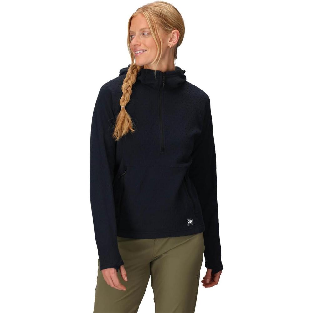 imageOutdoor Research Womens Trail Mix XT Fleece Pullover Hoodie  Temperature SelfRegulating Fabric UPF 50 LightweightBlack
