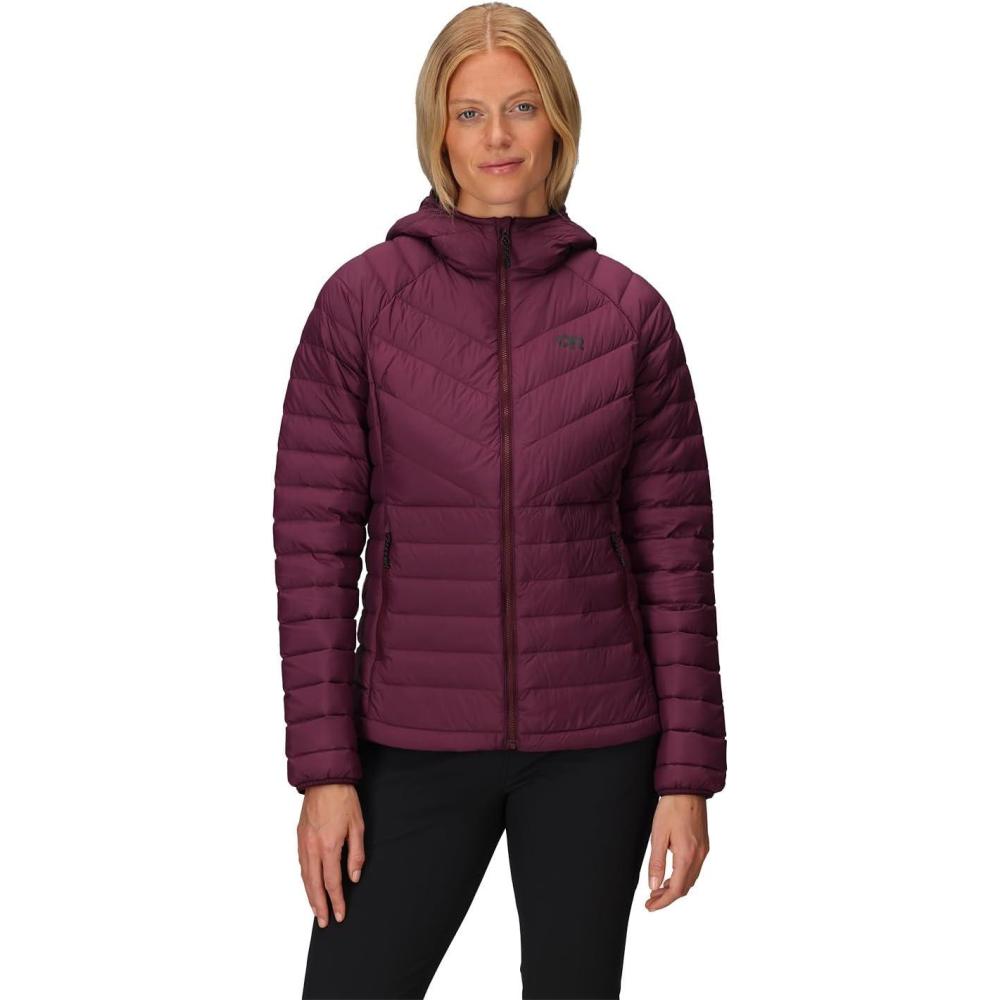 imageOutdoor Research Womens Transcendent Down Hoodie Jacket  Water ampamp Wind Resistant Insulated Lightweight Standard FitWinterberry