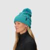 Outdoor Research Women’s Liftie Beanie | Moisture Wicking, Cable Knit, Multi-Color Pom Pom(Tidepool/Aurora)