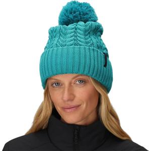 Outdoor Research Women’s Liftie Beanie | Moisture Wicking, Cable Knit, Multi-Color Pom Pom(Tidepool/Aurora)