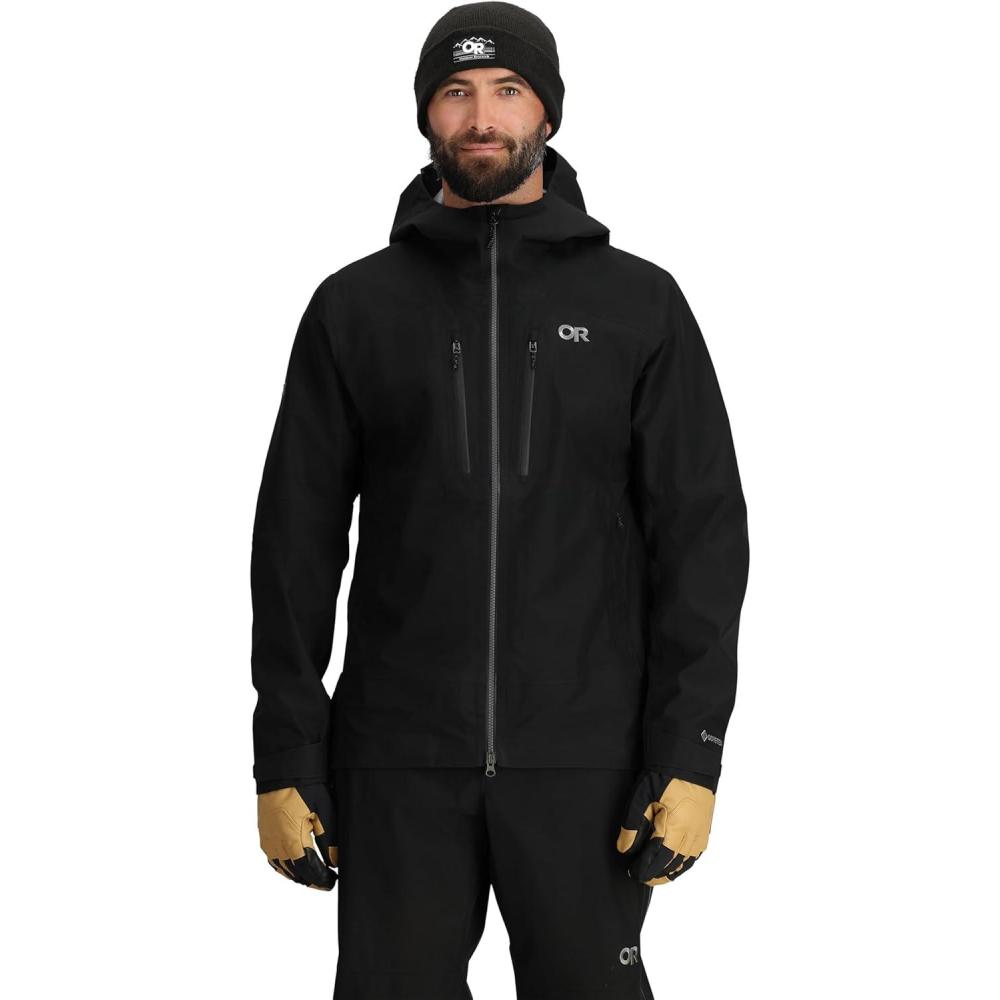 imageOutdoor Research Mens Headwall GoreTex 3L Jacket  Waterproof Windproof Helmet Compatible Hood Standard FitBlack