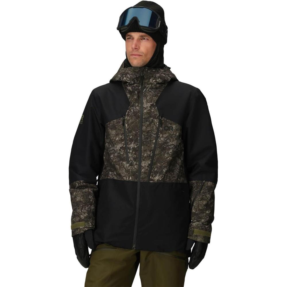 imageOutdoor Research Mens Powderverse Jacket  Waterproof Windproof Insulated Ski ampamp Snow Jacket Helmet Compatible HoodRanger Green Granite PrintBlack