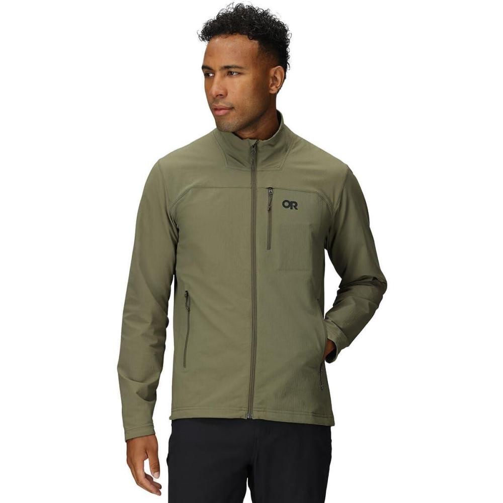 imageOutdoor Research Mens Ultima Softshell Jacket  Water ampamp Wind Resistant Zippered Chest ampamp Hand Pockets UPF 50Ranger Green