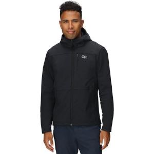 Outdoor Research Men’s Ultima Softshell Hoodie | Wind & Water Resistant, Abrasion Resistant, Zippered Pockets, UPF 50+(Black)