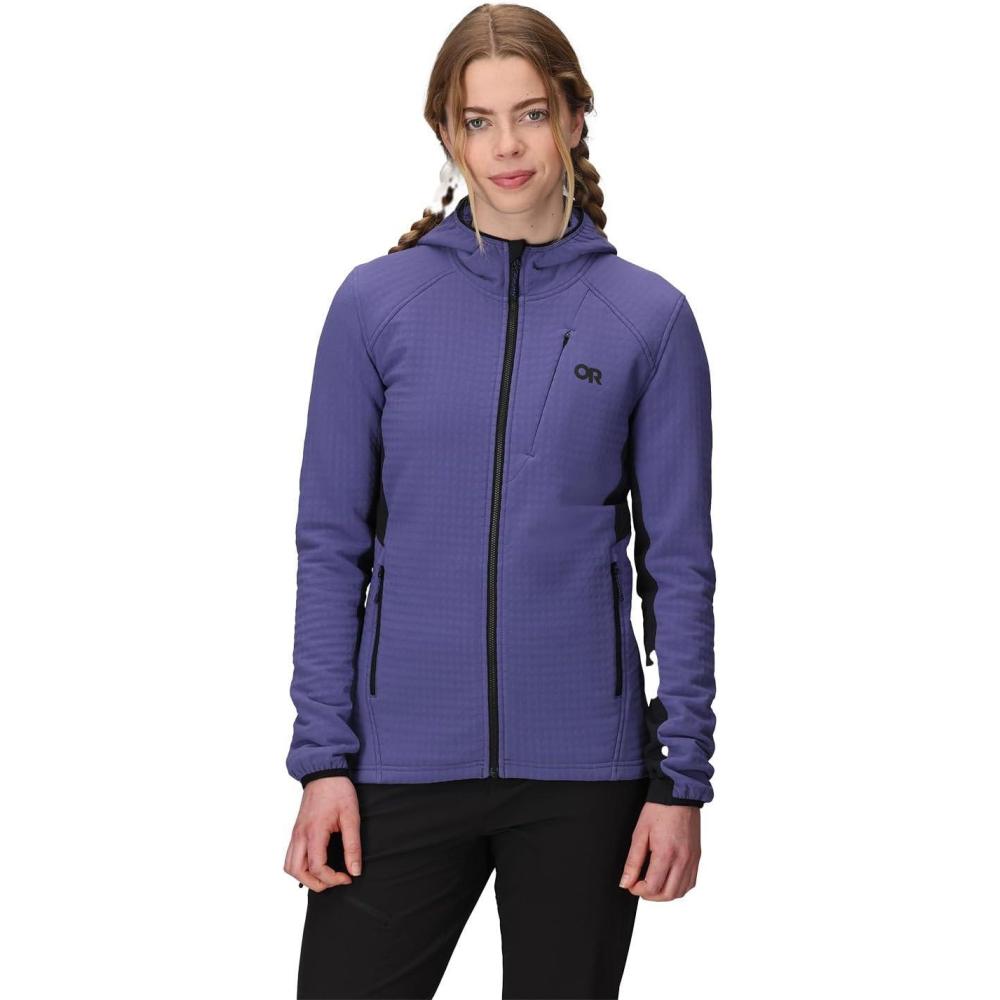 imageOutdoor Research Womens Vigor Plus Fleece Hoodie  Wind ampamp Water Resistant 3 Panel Hood Movement Mirroring FabricGalacticBlack