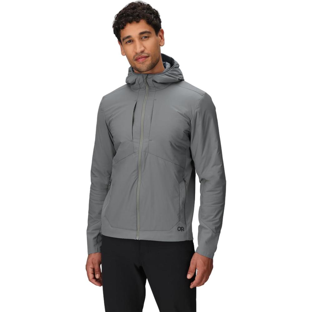 imageOutdoor Research Mens Shadow Hybrid Hoodie  Insulated Zip Up Jacket Lightweight Water Resistant in Light RainWolf Grey