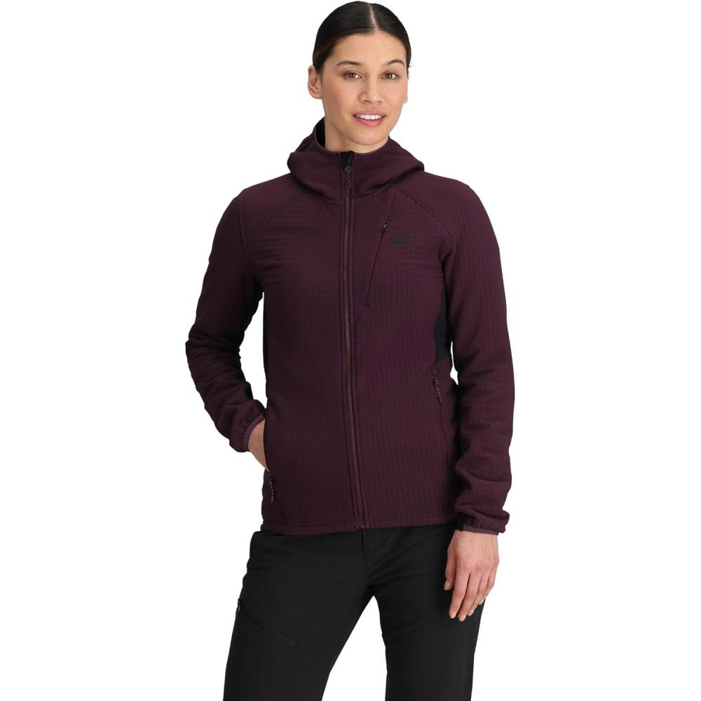 imageOutdoor Research Womens Vigor Plus Fleece Hoodie  Wind amp Water Resistant 3 Panel Hood Movement Mirroring FabricAmethystBlack