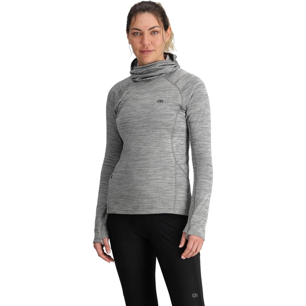imageOutdoor Research Womens Vigor Grid Fleece Pullover Hoodie Grey Heather L