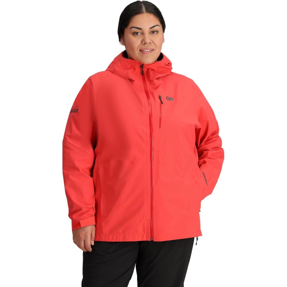 imageOutdoor Research Womens Aspire 3L Plus Size Jacket  Waterproof Windproof Hooded Long Sleeve Standard FitSunrise