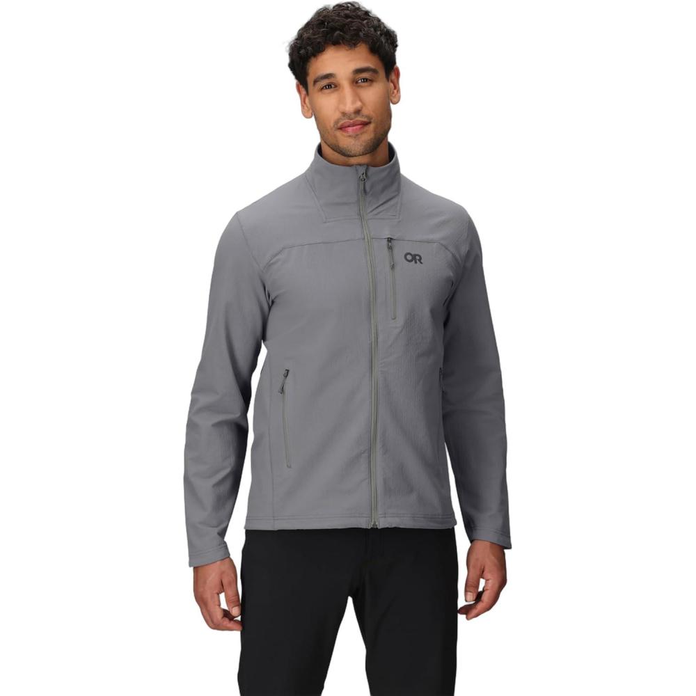 imageOutdoor Research Mens Ultima Softshell Jacket  Water amp Wind Resistant Zippered Chest amp Hand Pockets UPF 50 Wolf Grey Medium