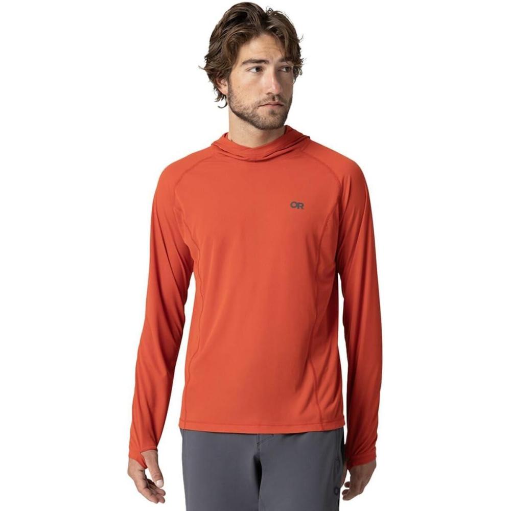 imageOutdoor Research Mens Echo Hoodie  Lightweight UPF 15 Sun Shirt MoistureWicking Odor Control BreathableCardinal