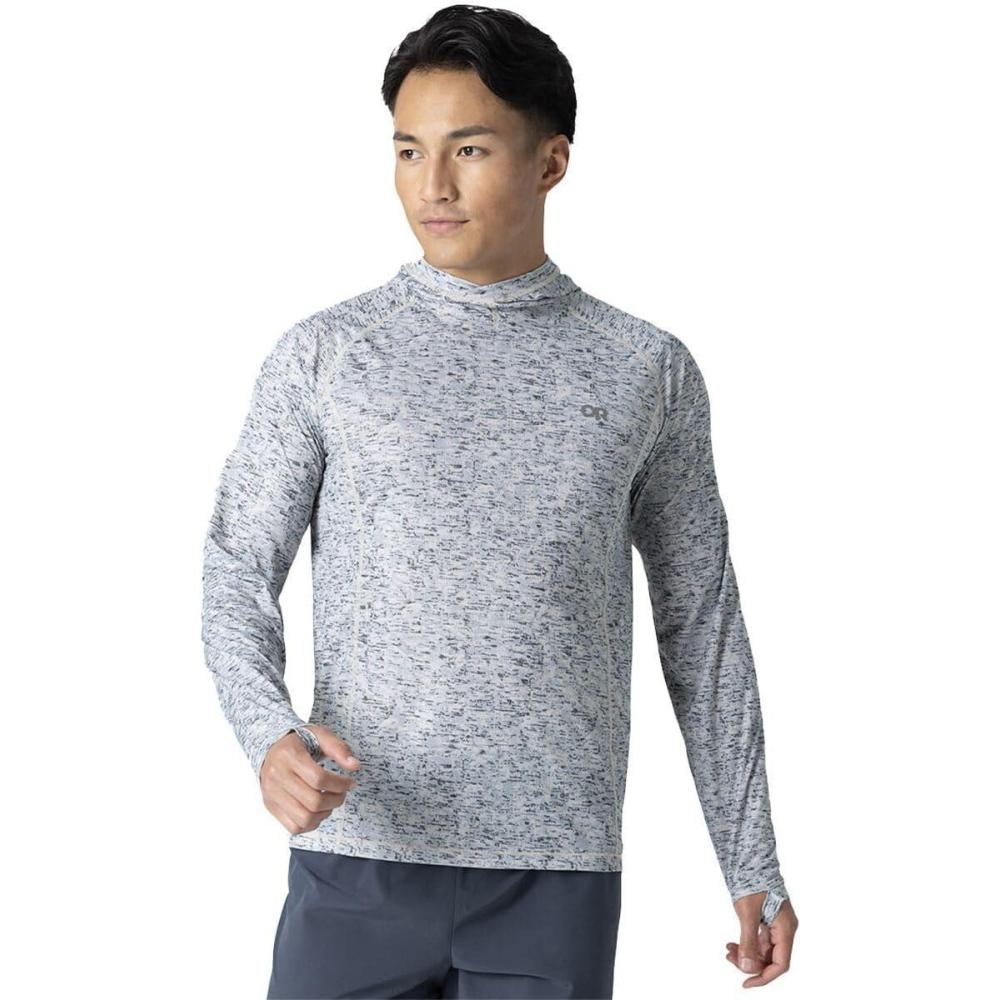 imageOutdoor Research Mens Echo Hoodie  Lightweight UPF 15 Sun Shirt MoistureWicking Odor Control BreathableOyster Traverse Print