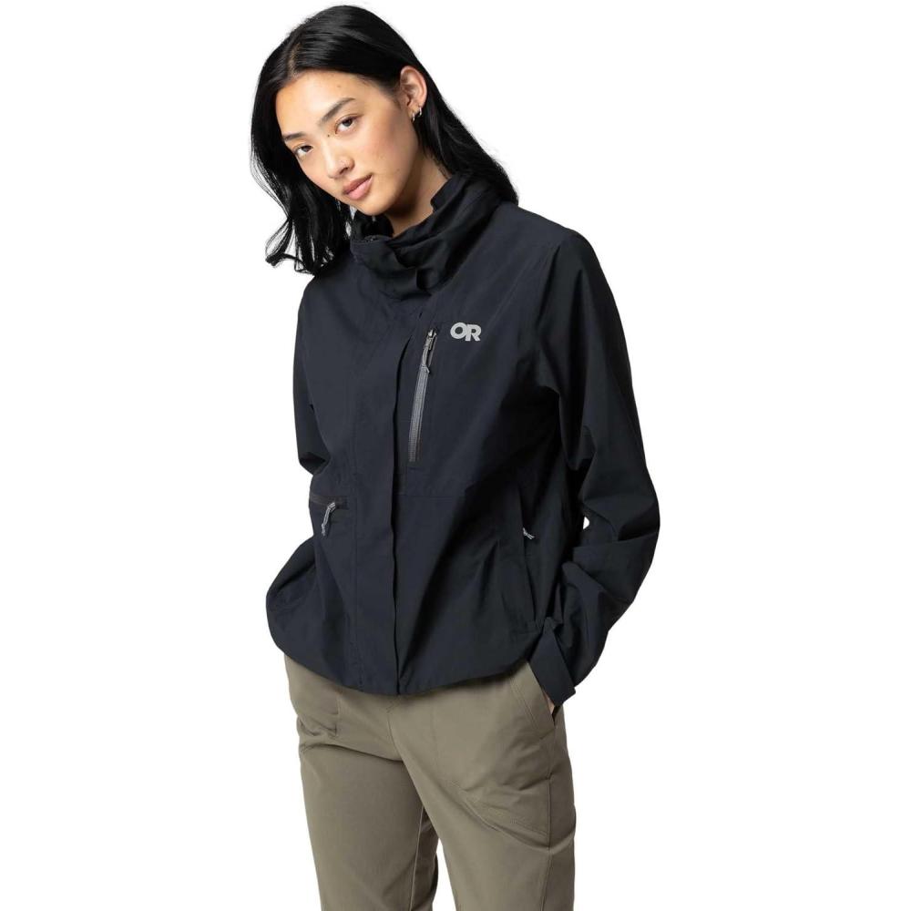 imageOutdoor Research Womens Stratoburst Stretch SE Jacket  Waterproof amp Windproof Breathable Rain Jacket Stow In Collar HoodBlack