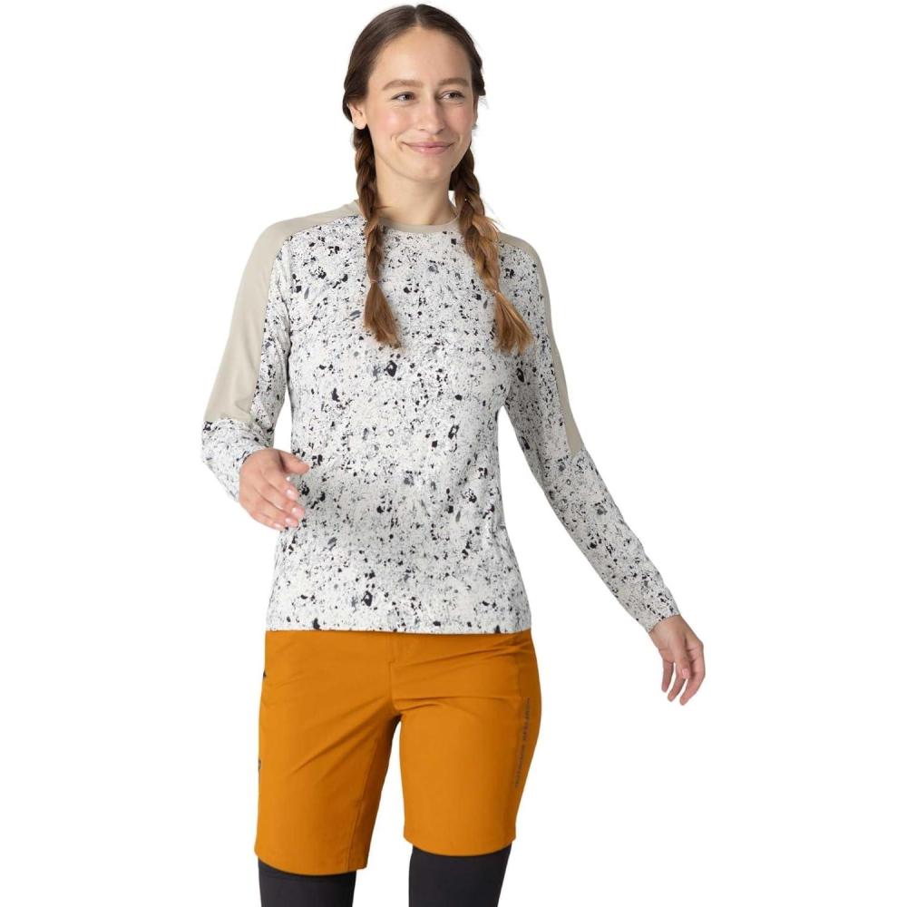 imageOutdoor Research Womens Freewheel MTB Mountain Bike Long Sleeve JerseyPro KhakiOyster Creekside Print