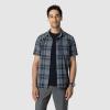 Outdoor Research Men’s Astroman Short Sleeve Sun Shirt | Lightweight UPF 30+ Snap Button Hiking Top, Breathable & Stretchy(Dark Navy Plaid)