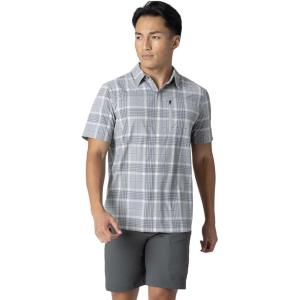 Outdoor Research Men’s Astroman Short Sleeve Sun Shirt | Lightweight UPF 30+ Snap Button Hiking Top, Breathable & Stretchy(Light Pewter Plaid)