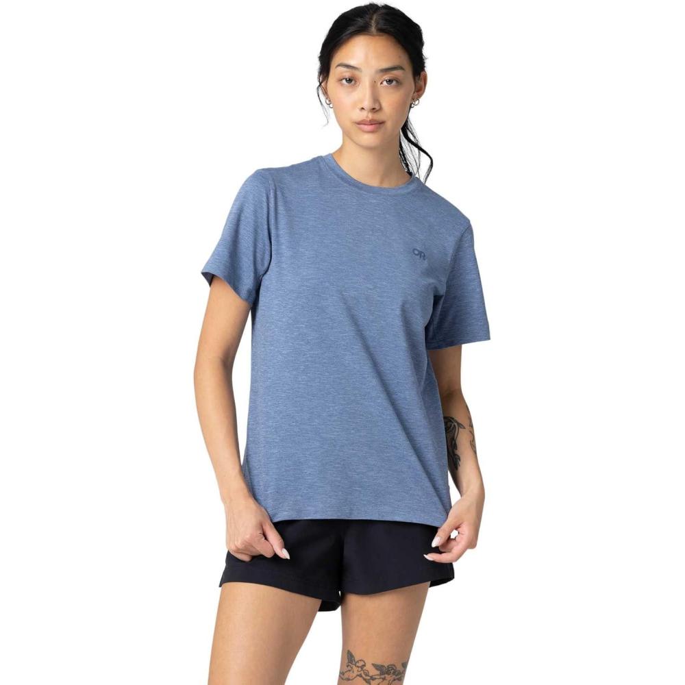 imageOutdoor Research Womens ActiveIce Spectrum Sun TShirt  Cooling UPF 50 Short Sleeve Hiking Top Lightweight UV ShirtAscent Blue Heather