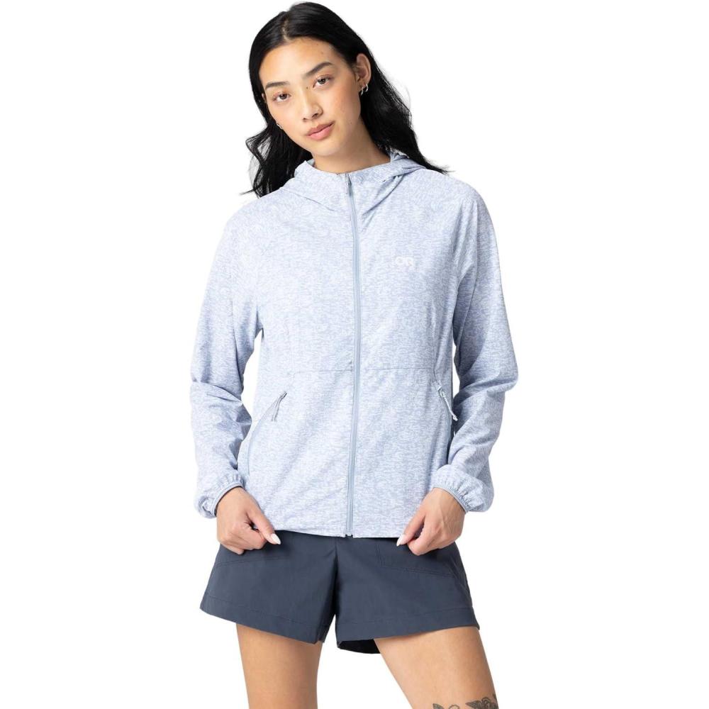 imageOutdoor Research Womens Astroman Full Zip Sun Hoodie  Lightweight UPF 30 Shirt for Hiking amp Hot Weather Moisture WickingTitanium Tamarack Print
