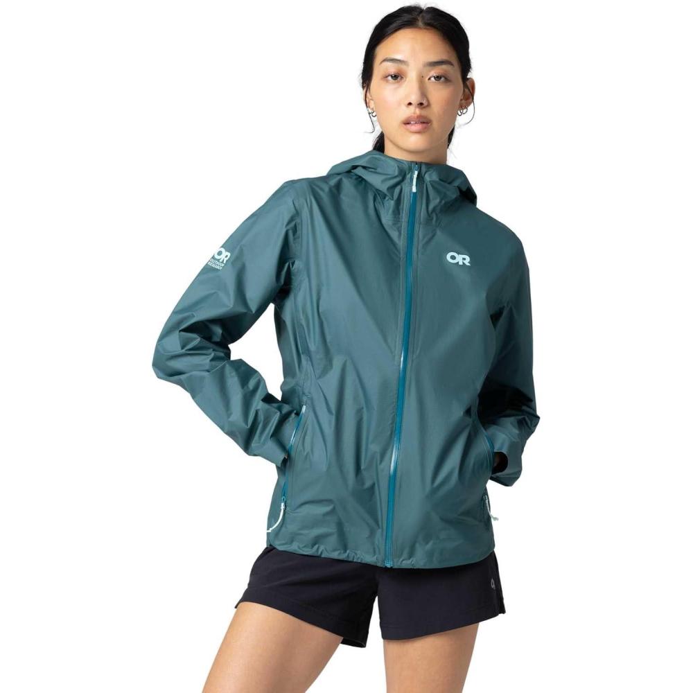 imageOutdoor Research Womens Helium UL Jacket  Lightweight Waterproof Rain Jacket Breathable Windproof Fully Seam TapedMallard