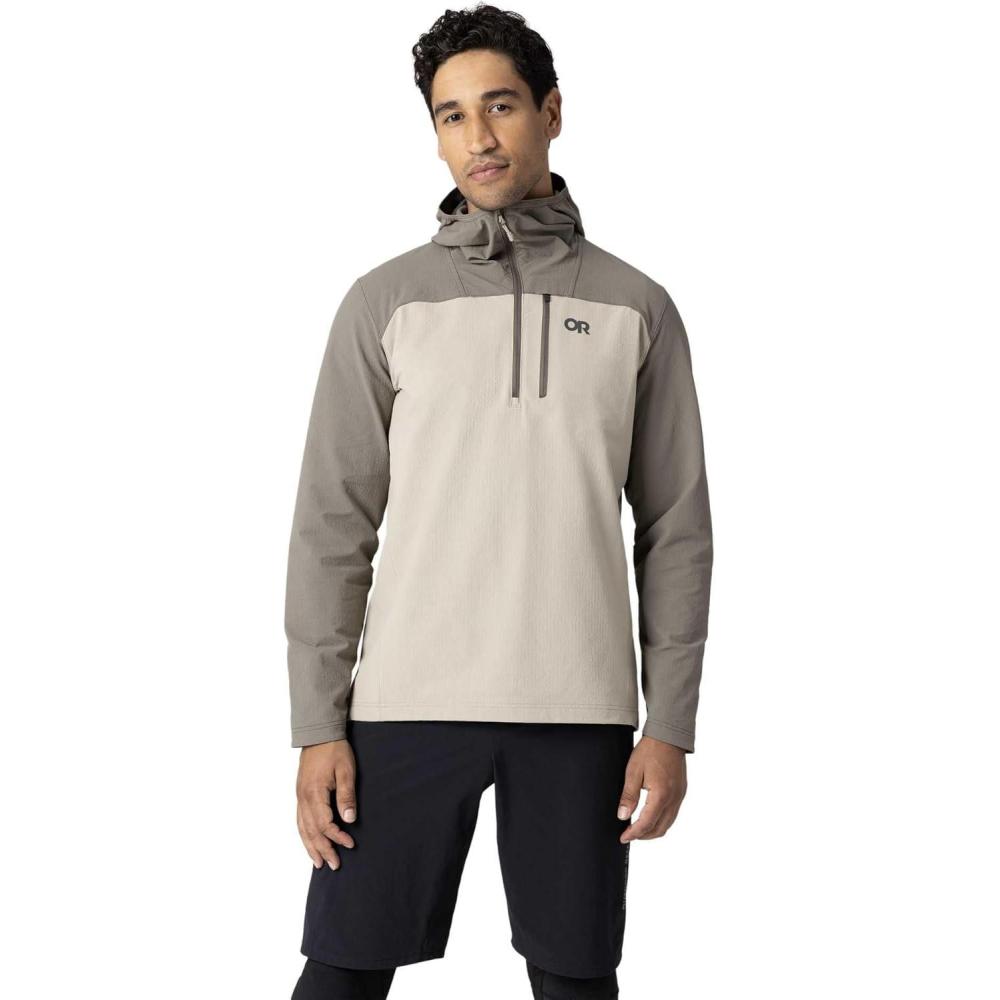 imageOutdoor Research Mens Freewheel Half Zip HoodiePro KhakiGravel