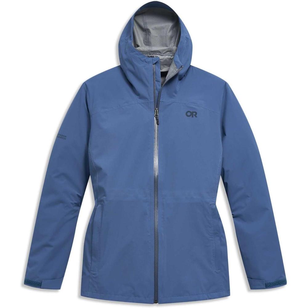 imageOutdoor Research Womens Stratoburst Stretch Rain Jacket  Plus  Windproof amp Waterproof Jacket Adjustable Hood Pit ZipsSkyline