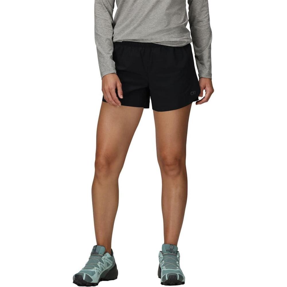 imageOutdoor Research Womens Swift Lite Shorts  4 Inseam  Water Resistant Movement Mirroring Stretch UPF 30 Standard FitBlack