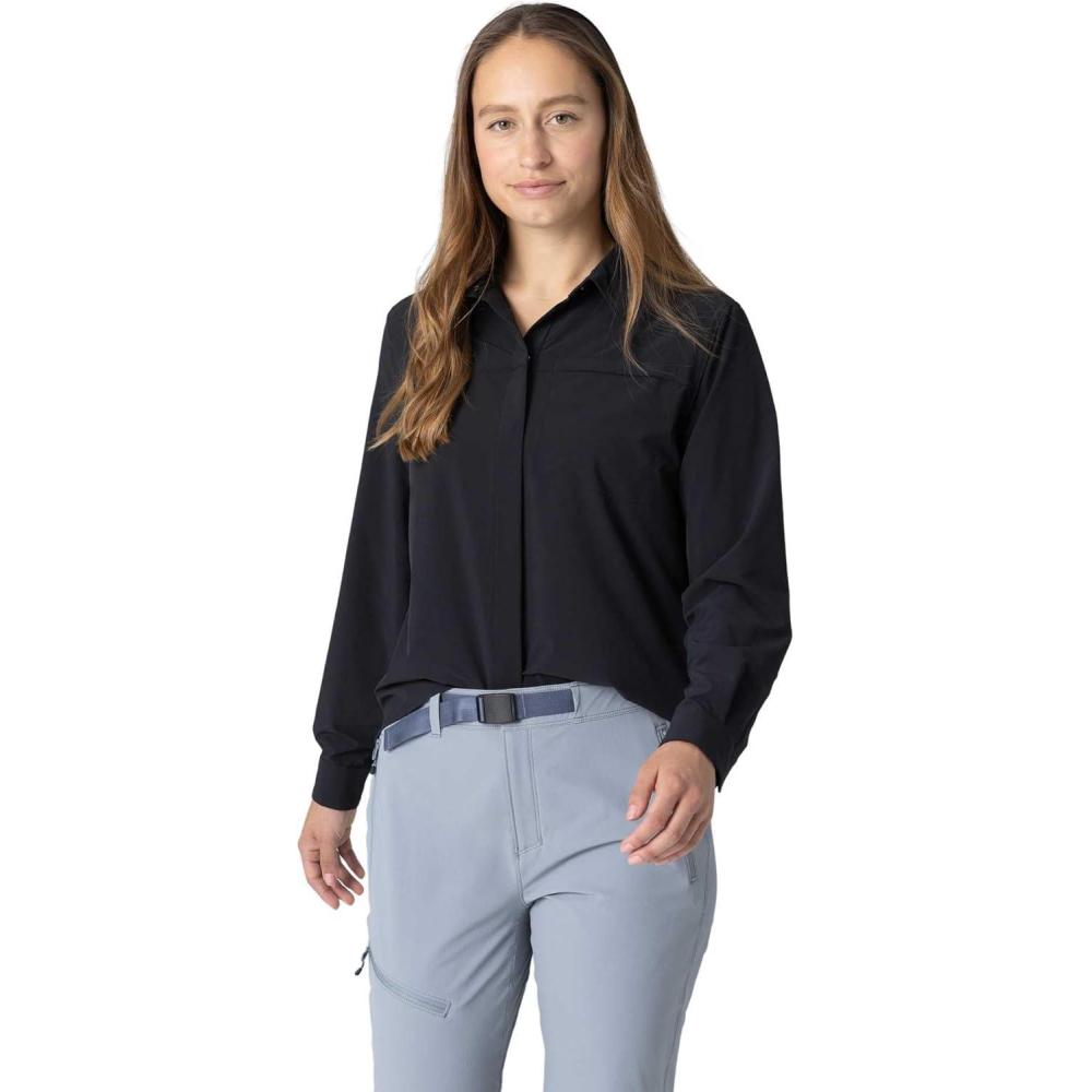 imageOutdoor Research Womens Astroman Long Sleeve Sun Shirt  Lightweight UPF 30 Snap Button Hiking Top Breathable amp StretchyBlack