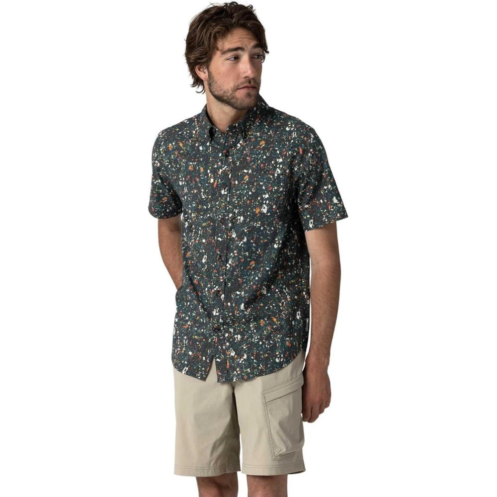 imageOutdoor Research Mens Rooftop Short Sleeve Shirt  Button Down Shirt for MenBlack Creekside Print