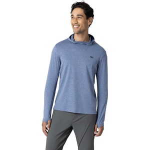 Outdoor Research Men’s ActiveIce Spectrum Sun Hoodie | Self Cooling, Quick Dry, 3 Panel Hood, UPF 50+, Standard Fit(Ascent Blue Heather)
